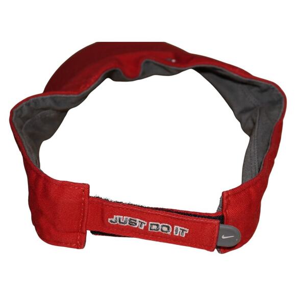 Nike Red Swoosh Visor Just Do It Strapback Golf Tennis Running Sports Hat Cap - Picture 2 of 8